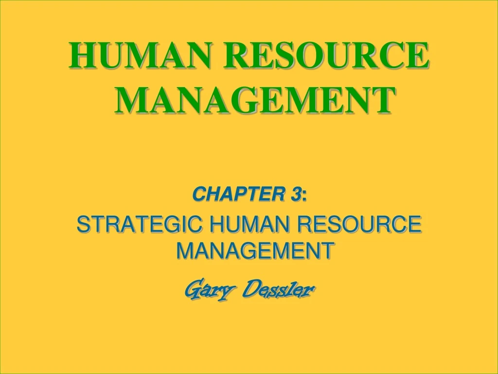human resource management chapter 3 strategic