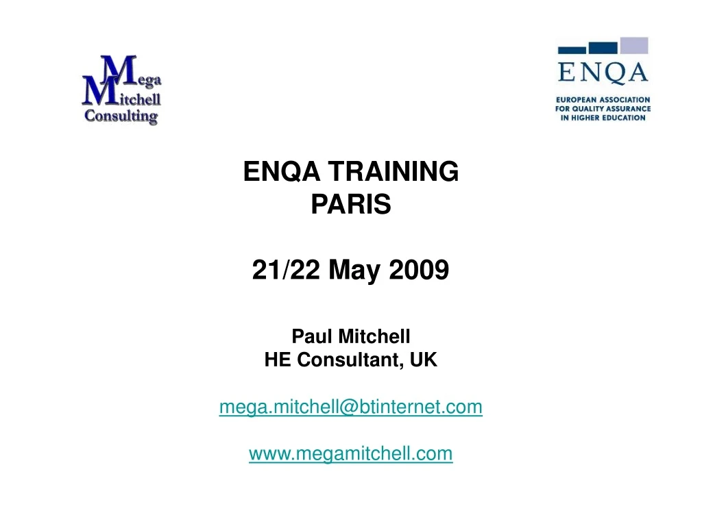 enqa training paris 21 22 may 2009