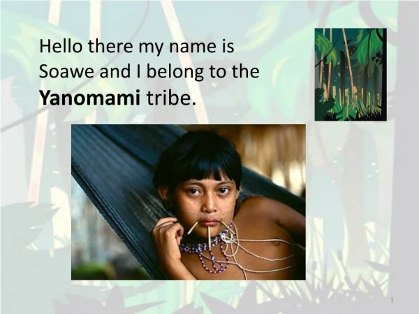Hello there my name is Soawe and I belong to the  Yanomami tribe.
