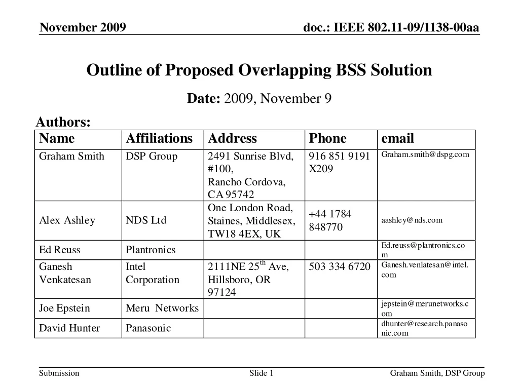 outline of proposed overlapping bss solution