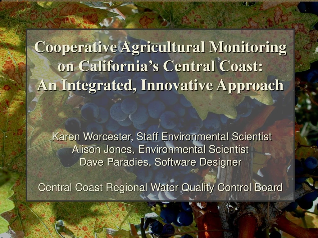 cooperative agricultural monitoring on california