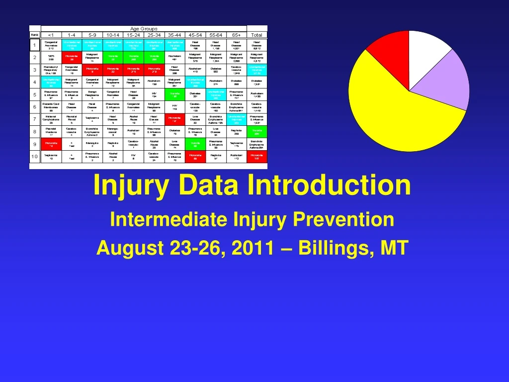 injury data introduction intermediate injury prevention august 23 26 2011 billings mt