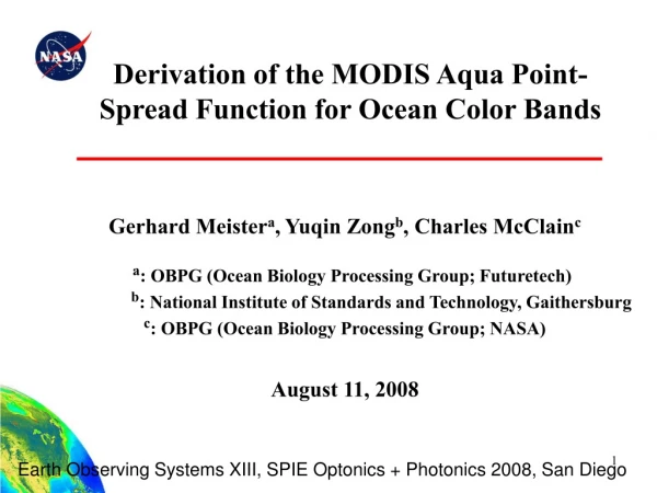 Derivation of the MODIS Aqua Point-Spread Function for Ocean Color Bands
