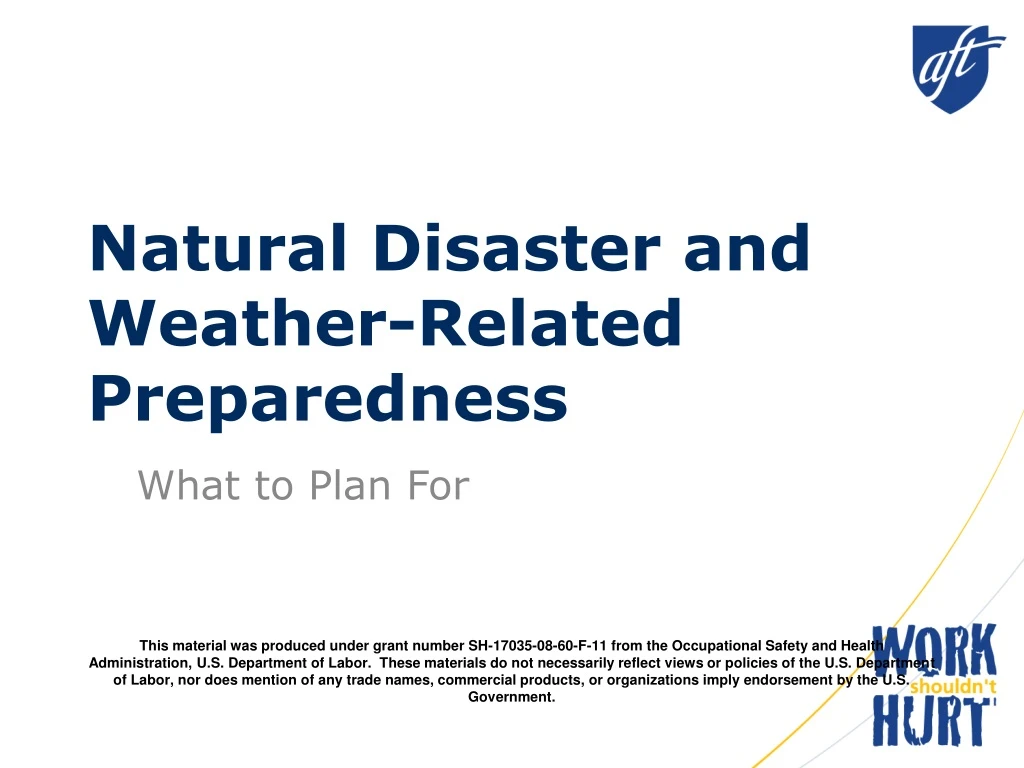 natural disaster and weather related preparedness