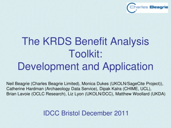 The KRDS Benefit Analysis Toolkit: Development and Application