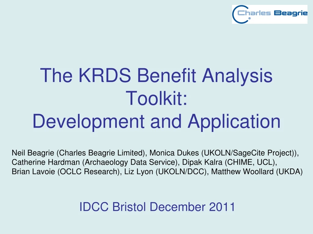 the krds benefit analysis toolkit development and application