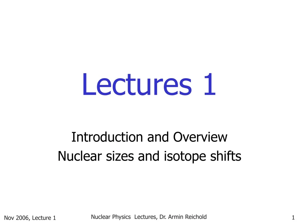 lectures 1