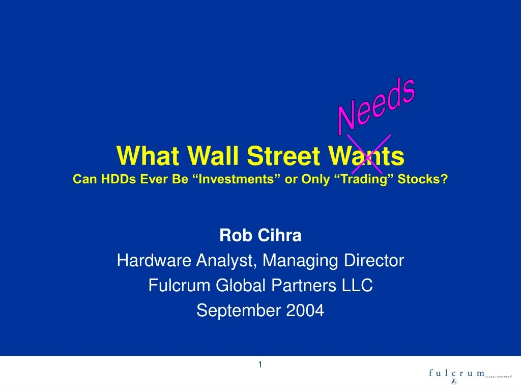 what wall street wants can hdds ever be investments or only trading stocks