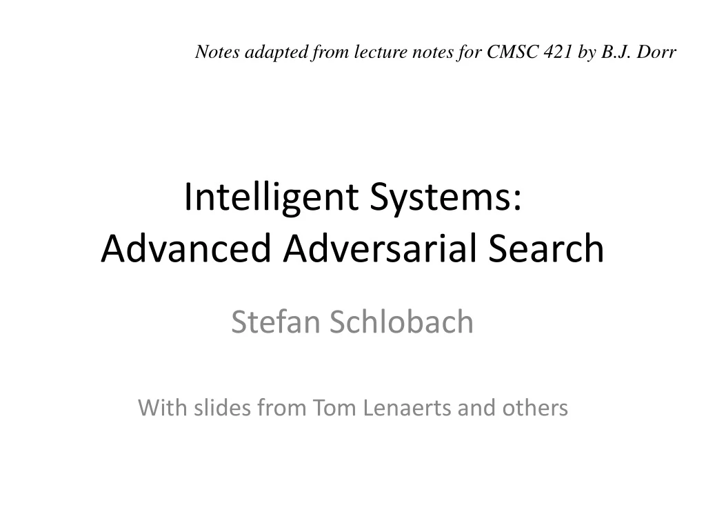 intelligent systems advanced adversarial search