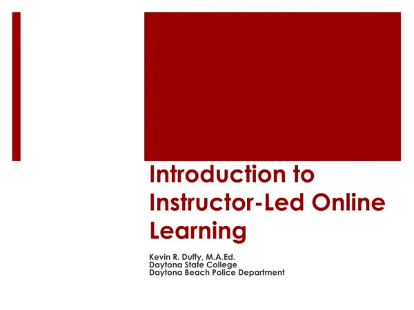 Introduction to Instructor-Led Online Learning