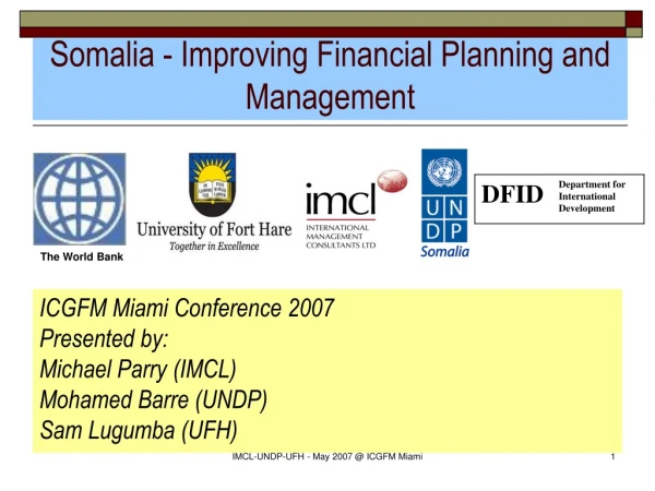 Somalia - Improving Financial Planning and Management