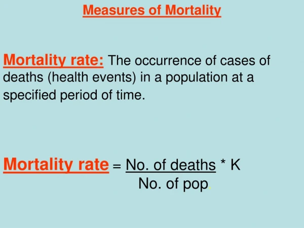 Measures of Mortality