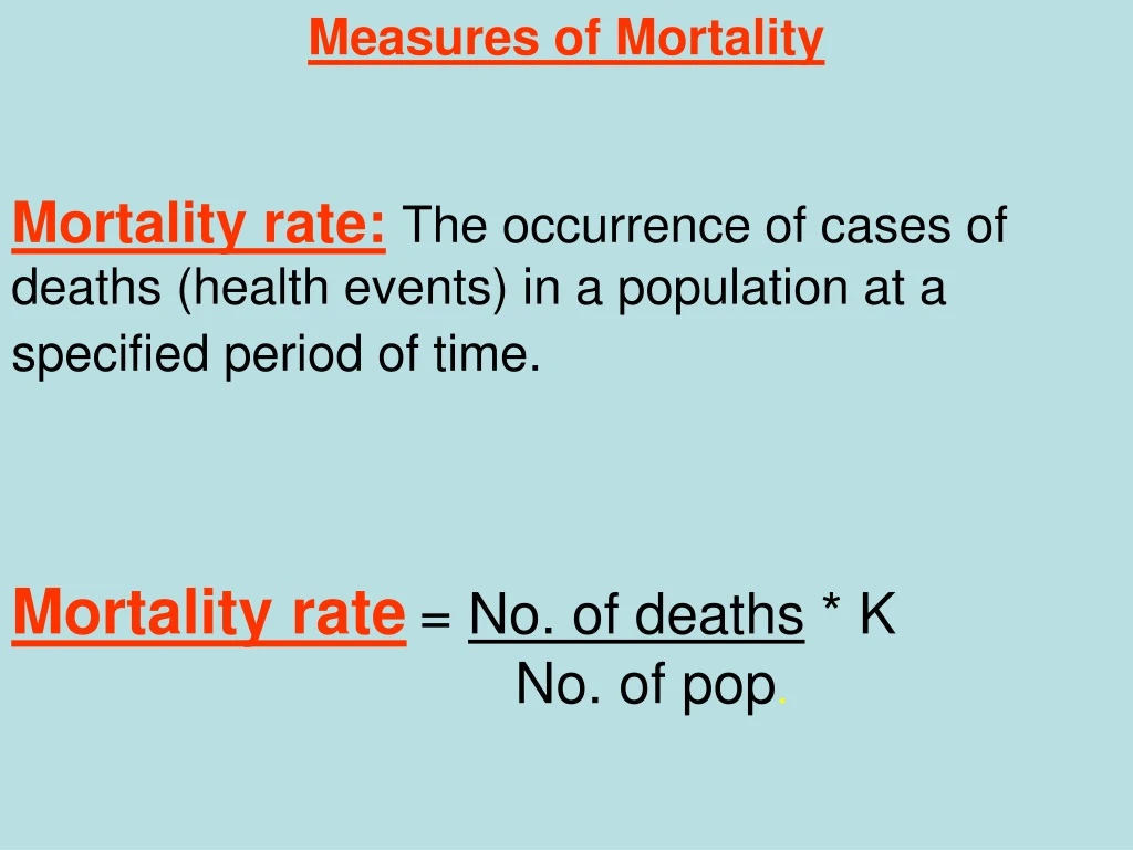 measures of mortality mortality rate