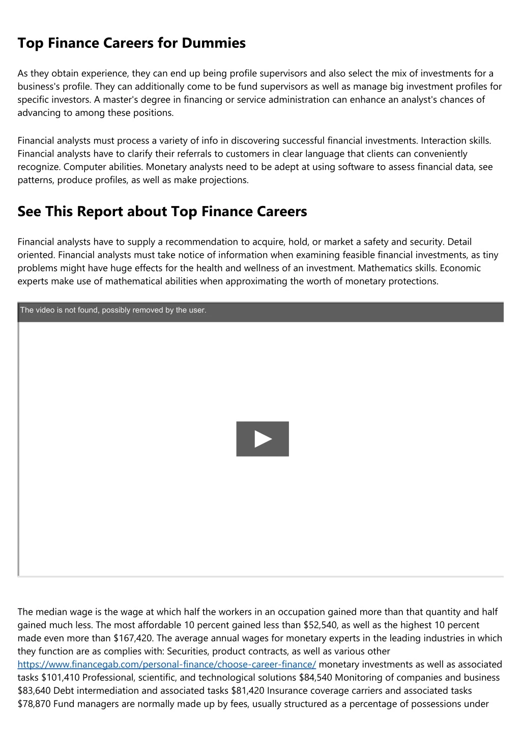 top finance careers for dummies