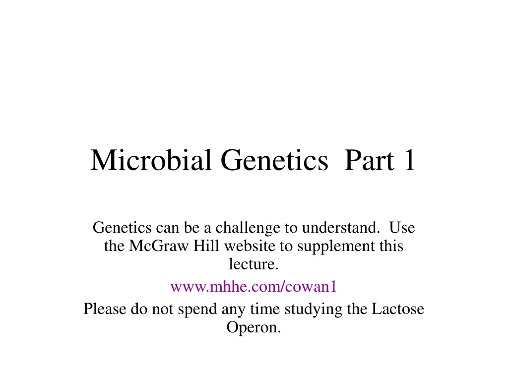 microbial genetics part 1