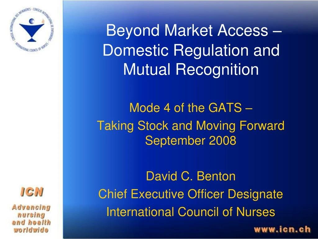 beyond market access domestic regulation and mutual recognition