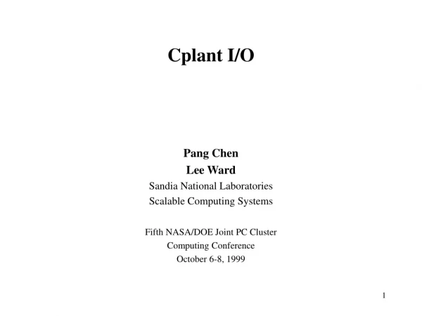 Cplant I/O