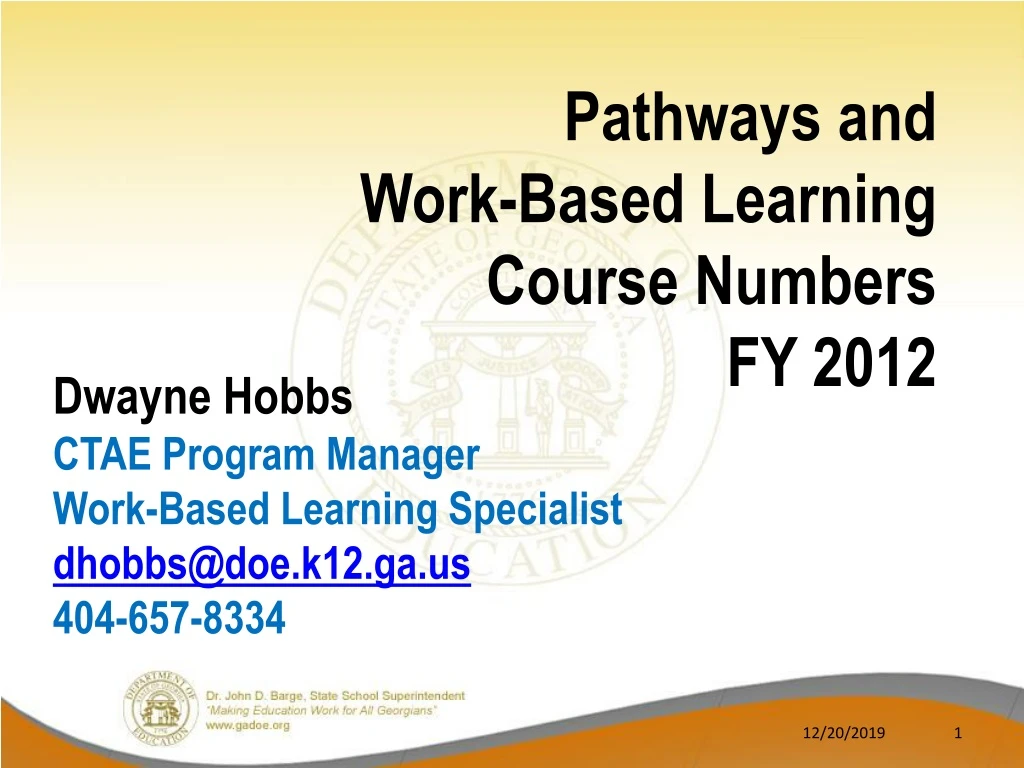 pathways and work based learning course numbers