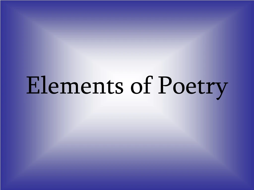 elements of poetry