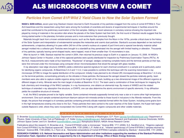 ALS MICROSCOPES VIEW A COMET