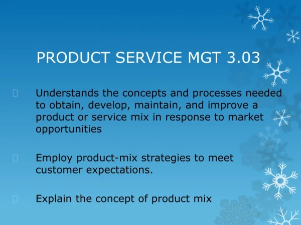 PRODUCT SERVICE MGT 3.03