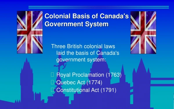 Colonial Basis of Canada's Government System