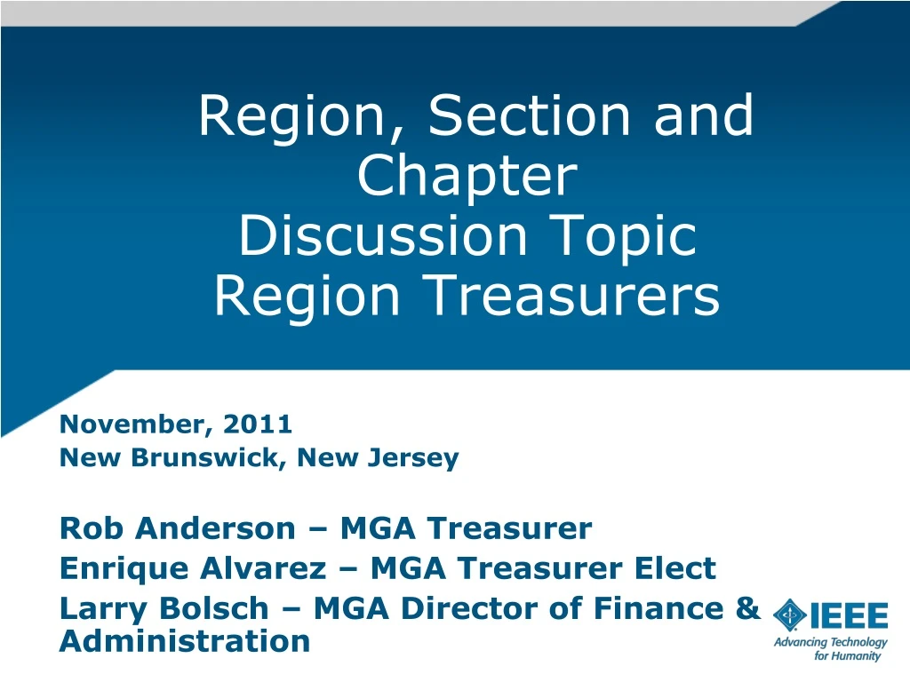 region section and chapter discussion topic region treasurers