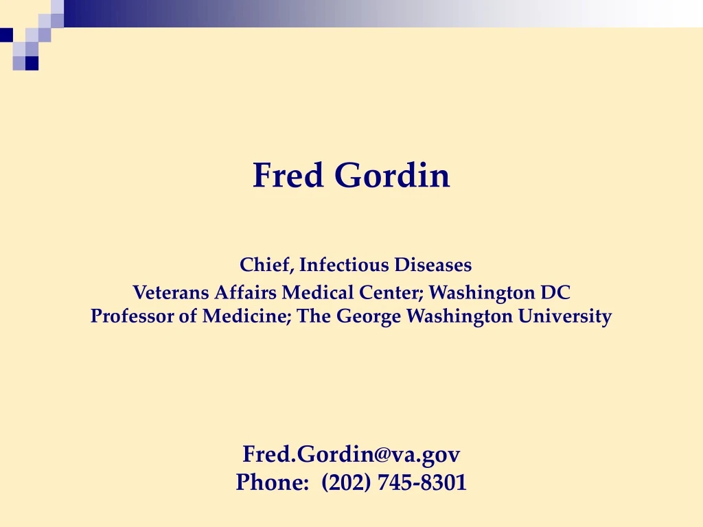 fred gordin chief infectious diseases veterans