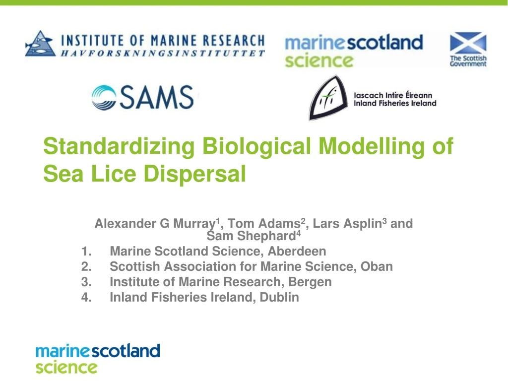 standardizing biological modelling of sea lice dispersal