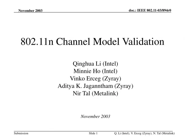 802.11n Channel Model Validation