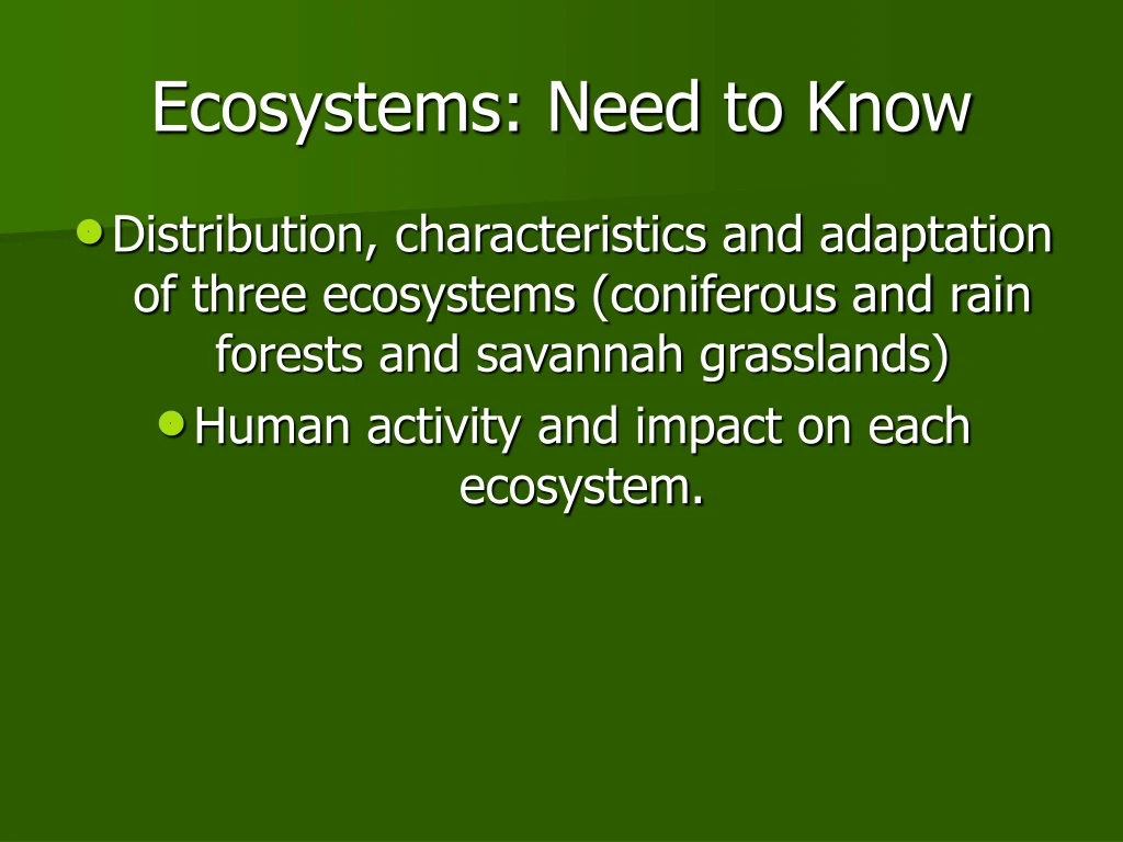 ecosystems need to know