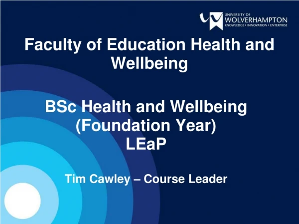 Faculty of Education Health and Wellbeing