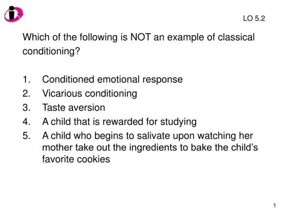 Which of the following is NOT an example of classical  conditioning?