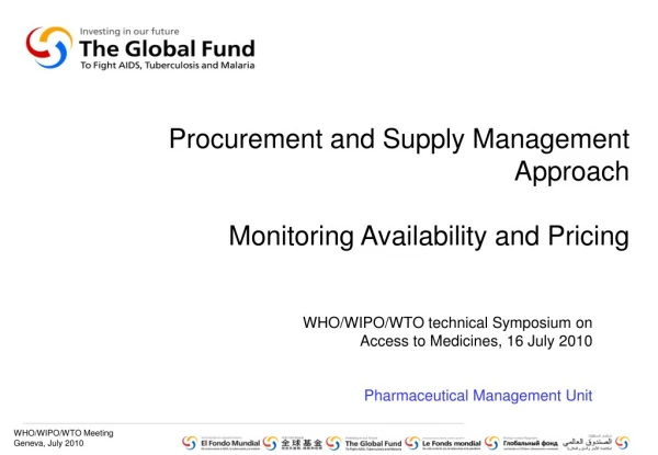 Procurement and Supply Management Approach  Monitoring Availability and Pricing