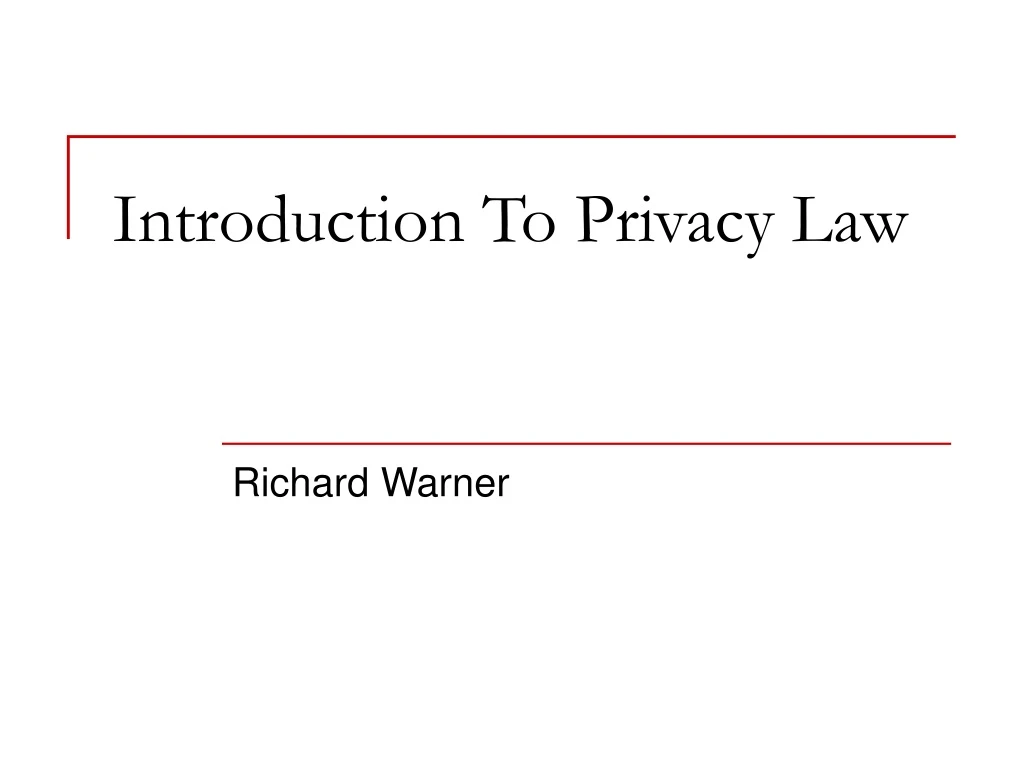 introduction to privacy law