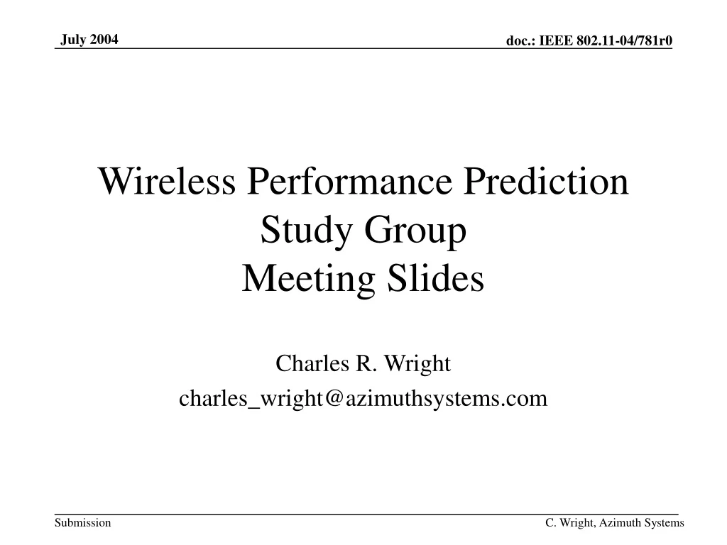 wireless performance prediction study group meeting slides