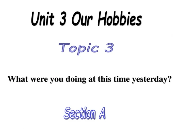 Unit 3 Our Hobbies