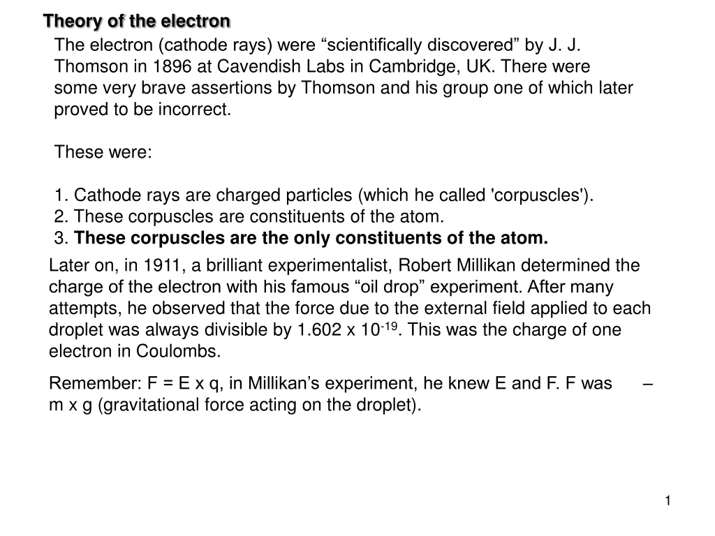 theory of the electron