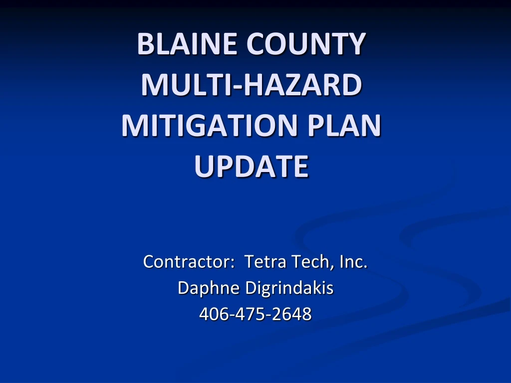 blaine county multi hazard mitigation plan update