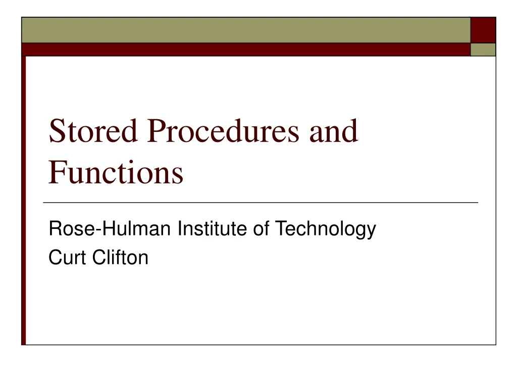 stored procedures and functions