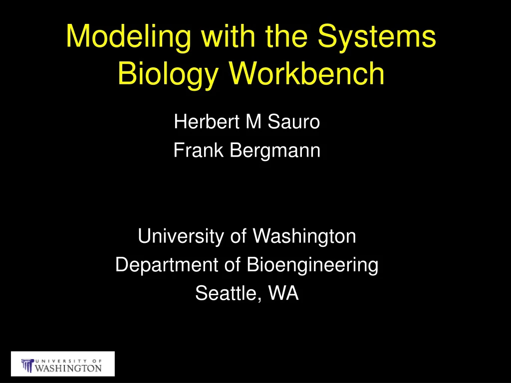 modeling with the systems biology workbench