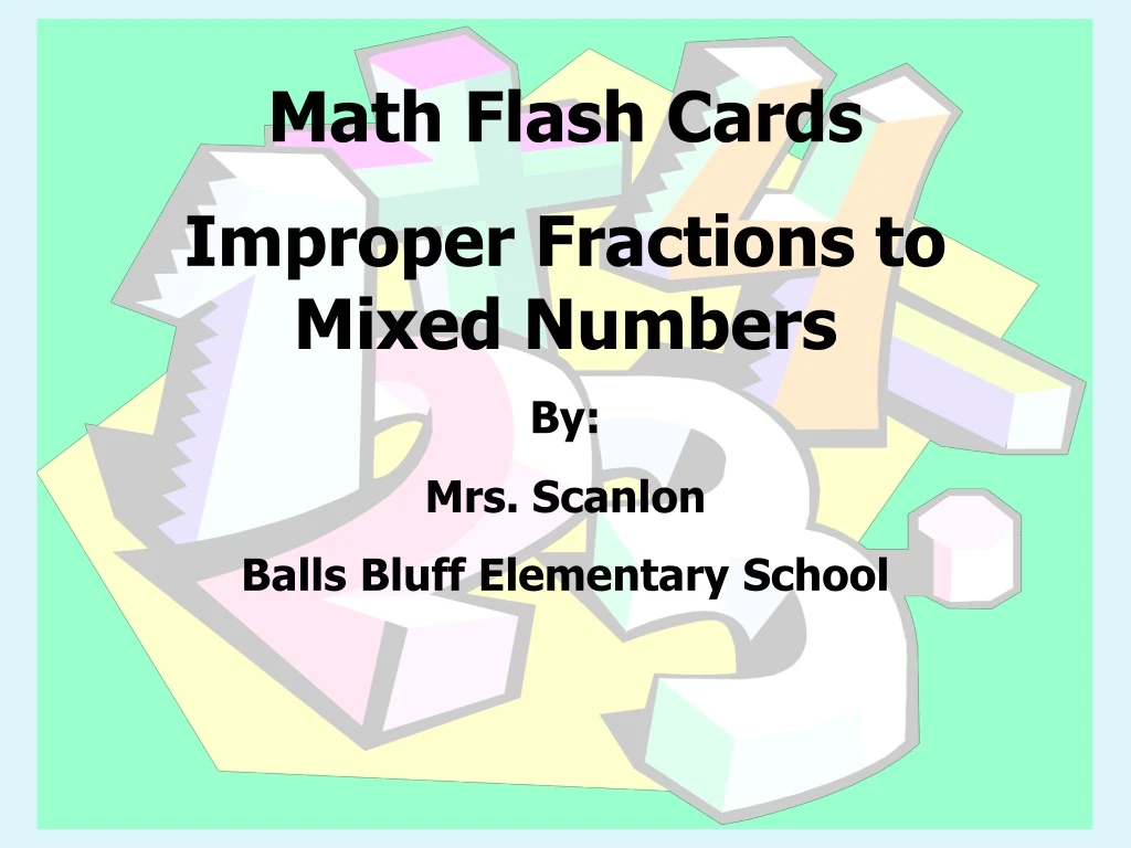 math flash cards improper fractions to mixed
