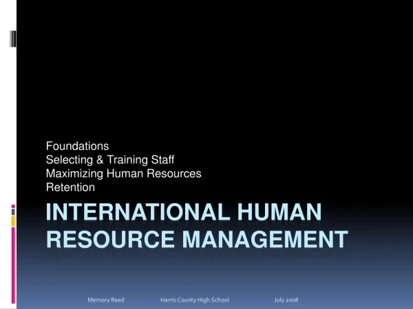 International Human Resource Management