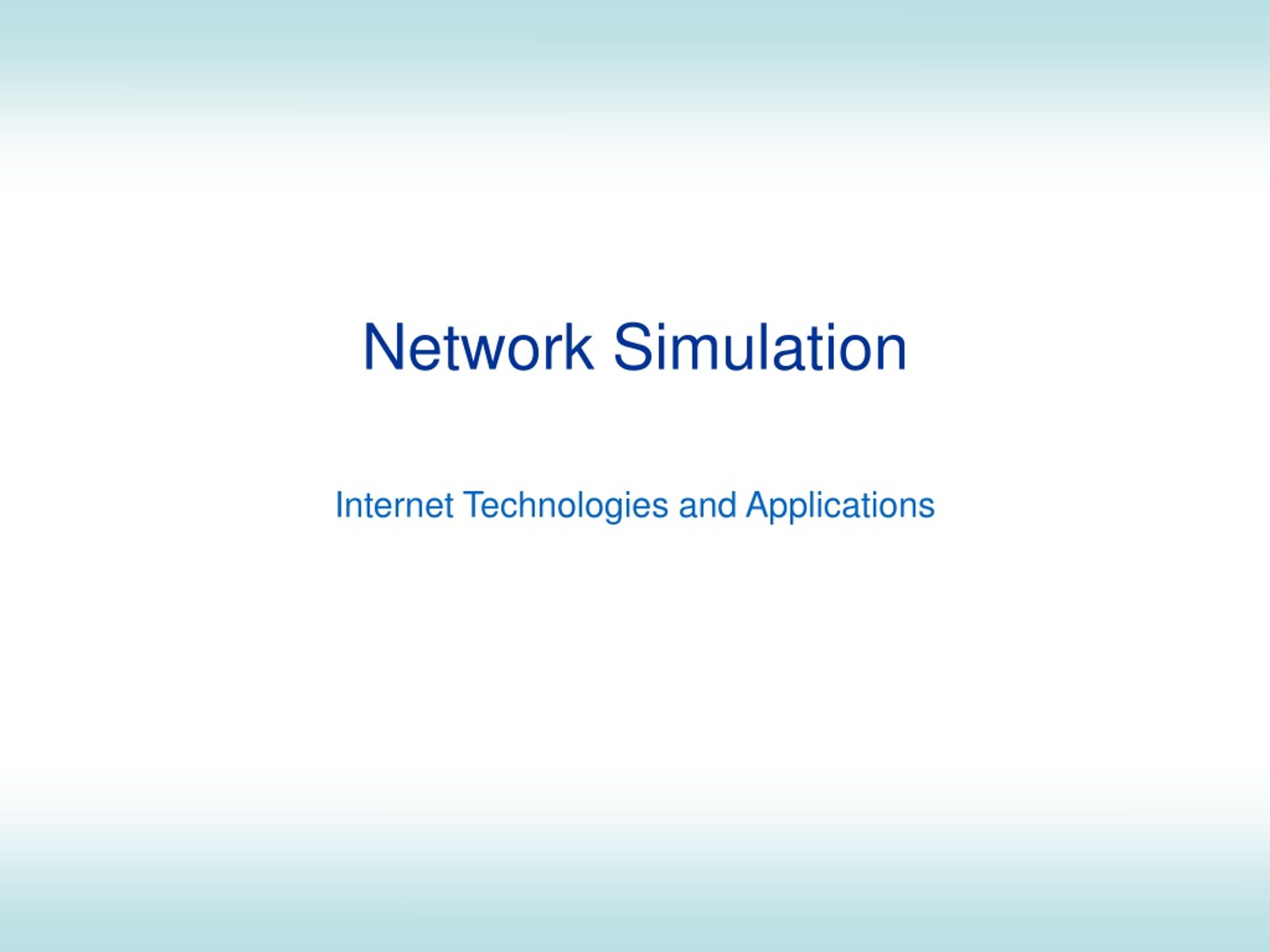 Network Simulation - slide 1
