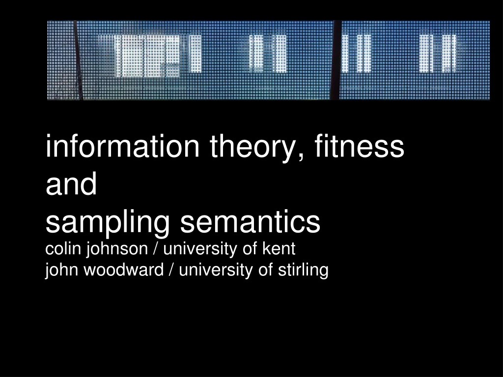 information theory fitness and sampling semantics