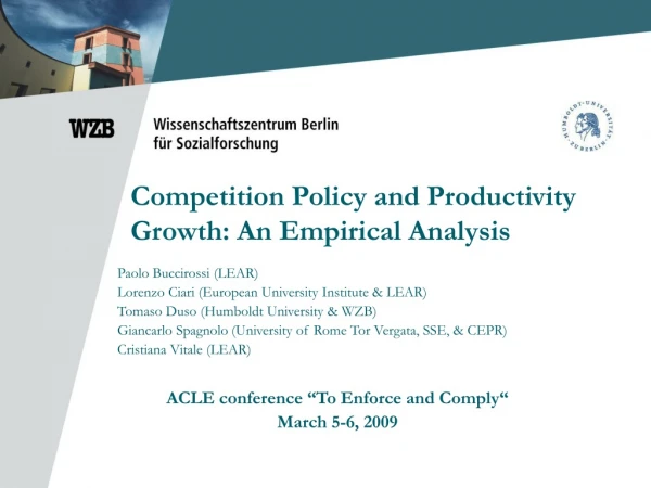 Competition Policy and Productivity Growth: An Empirical Analysis