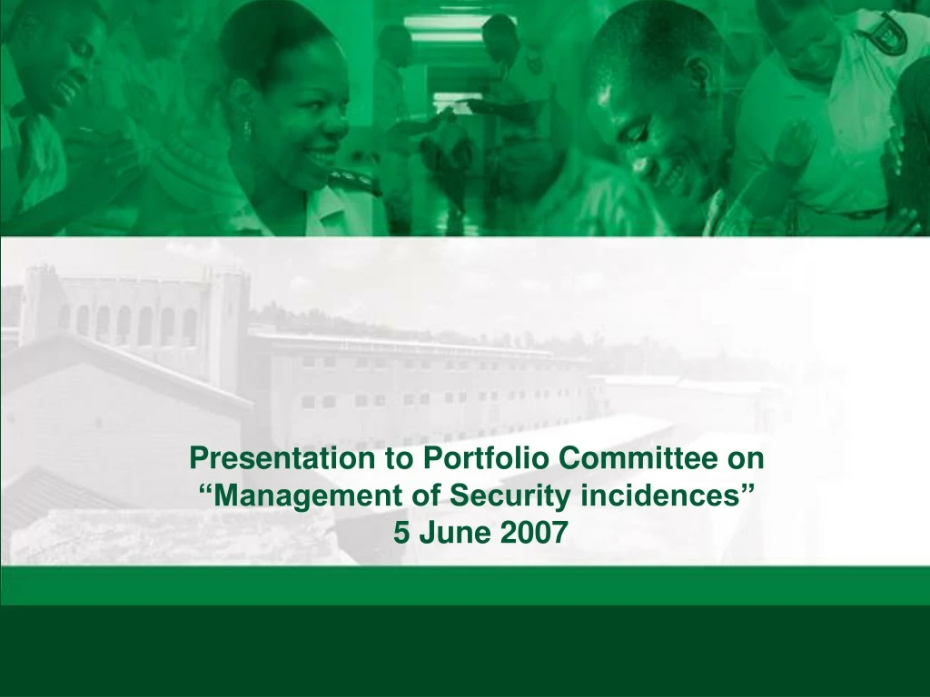 presentation to portfolio committee on management