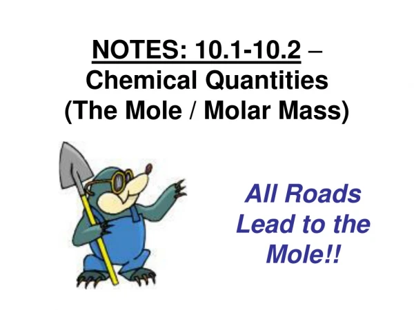 NOTES: 10.1-10.2  –  Chemical Quantities (The Mole / Molar Mass)
