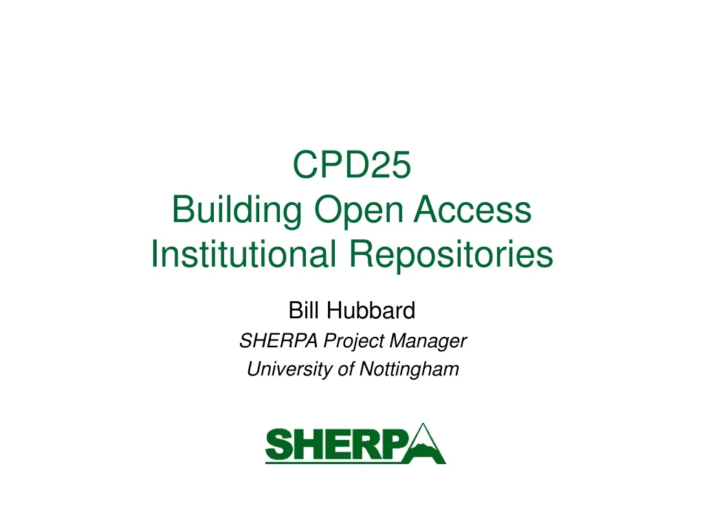 cpd25 building open access institutional repositories