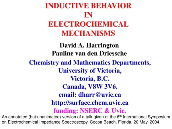 INDUCTIVE BEHAVIOR IN ELECTROCHEMICAL MECHANISMS